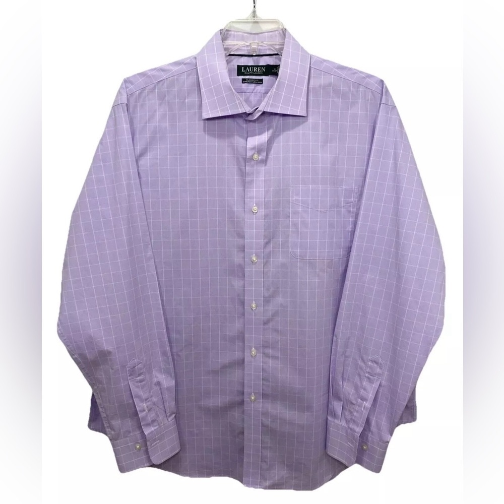 Lauren Ralph Lauren Dress Shirt Mens 18 Long Sleeve Lilac